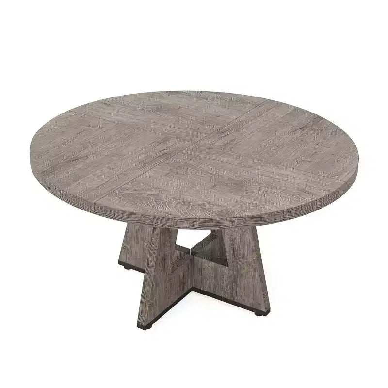 Table de salle à manger de ferme ronde MAYEERTY 47 pouces, table de cuisine rustique 4 places avec cadre en métal et plateau en MDF