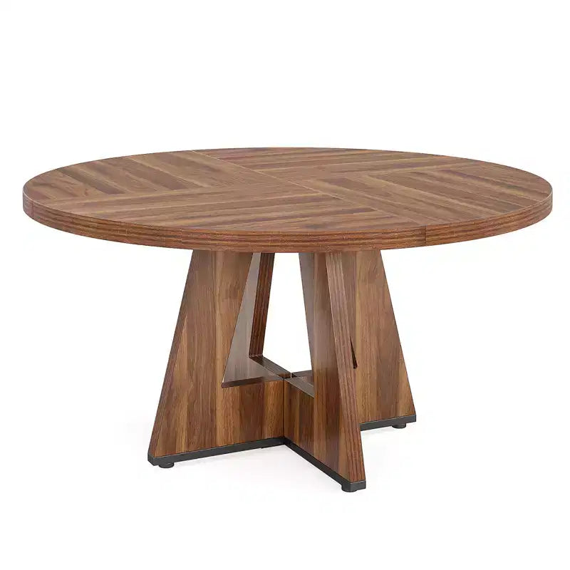 Table de salle à manger de ferme ronde MAYEERTY 47 pouces, table de cuisine rustique 4 places avec cadre en métal et plateau en MDF