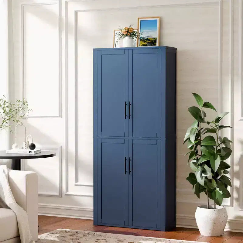 PexFix Armoire de cuisine autoportante avec 4 portes et étagères réglables, organisateur de rangement utilitaire au sol