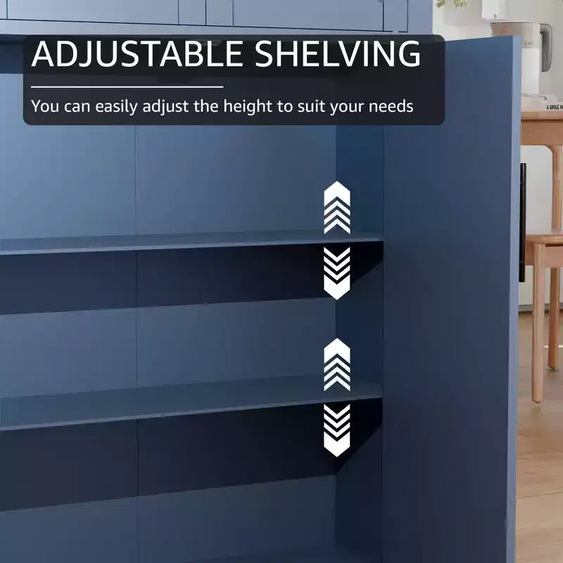PexFix Armoire de cuisine autoportante avec 4 portes et étagères réglables, organisateur de rangement utilitaire au sol
