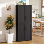 PexFix Armoire de cuisine autoportante avec 4 portes et étagères réglables, organisateur de rangement utilitaire au sol