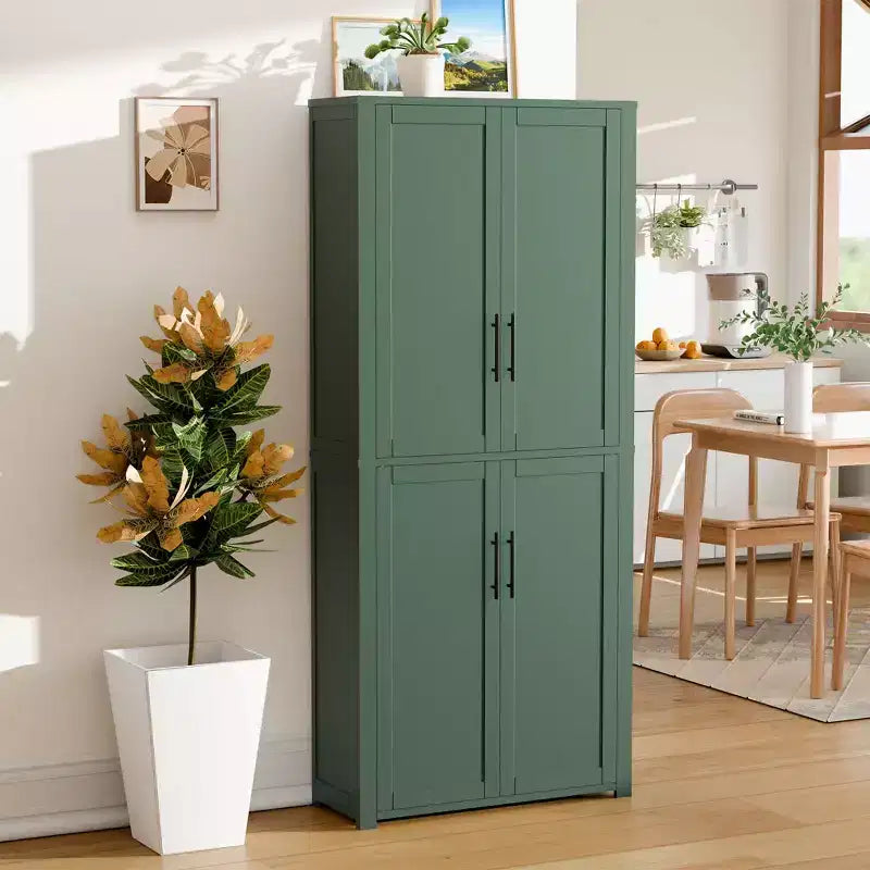 PexFix Armoire de cuisine autoportante avec 4 portes et étagères réglables, organisateur de rangement utilitaire au sol