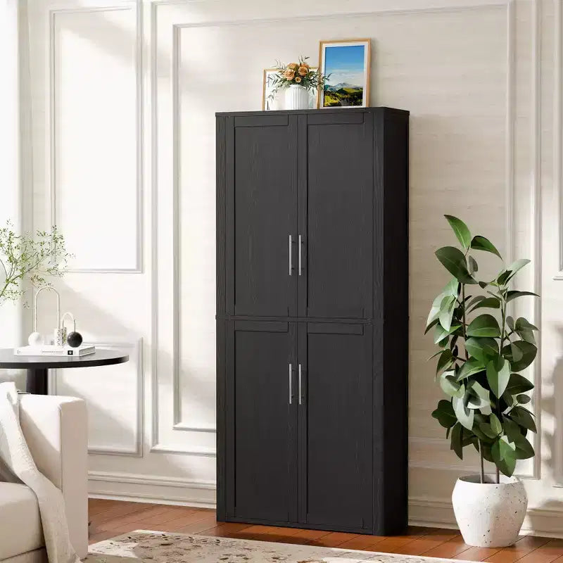 PexFix Armoire de cuisine autoportante avec 4 portes et étagères réglables, organisateur de rangement utilitaire au sol