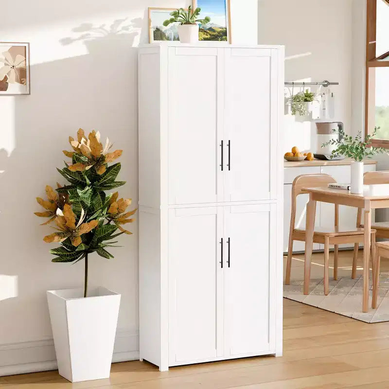 PexFix Armoire de cuisine autoportante avec 4 portes et étagères réglables, organisateur de rangement utilitaire au sol