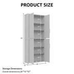 PexFix Armoire de cuisine autoportante avec 4 portes et étagères réglables, organisateur de rangement utilitaire au sol