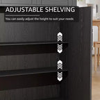 PexFix Armoire de cuisine autoportante avec 4 portes et étagères réglables, organisateur de rangement utilitaire au sol
