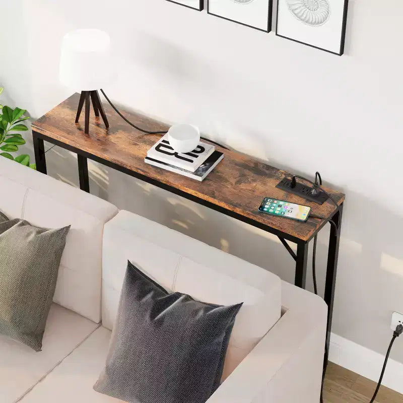 COZONY 39 Table d'entrée étroite avec ports USB, Console industrielle avec station de charge pour couloir, salon