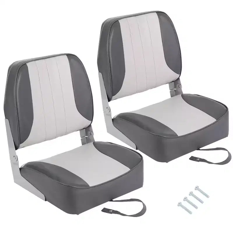Lot de 2 sièges de bateau pliants à dossier bas – Coussin élastique épais 48x42 cm, sièges de bateau étanches pour Bass Tracker et bateaux de tourisme