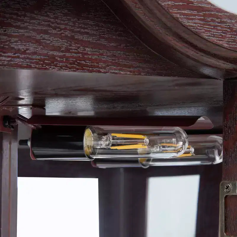 Meuble TV MAYEERTY pour salon en MDF + verre trempé, 3 tiroirs à fermeture amortie, étagères ouvertes