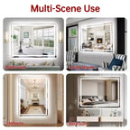 SUMERAIN Miroir de salle de bain mural LED 48x36, incassable, anti-buée ETL, intensité variable en continu