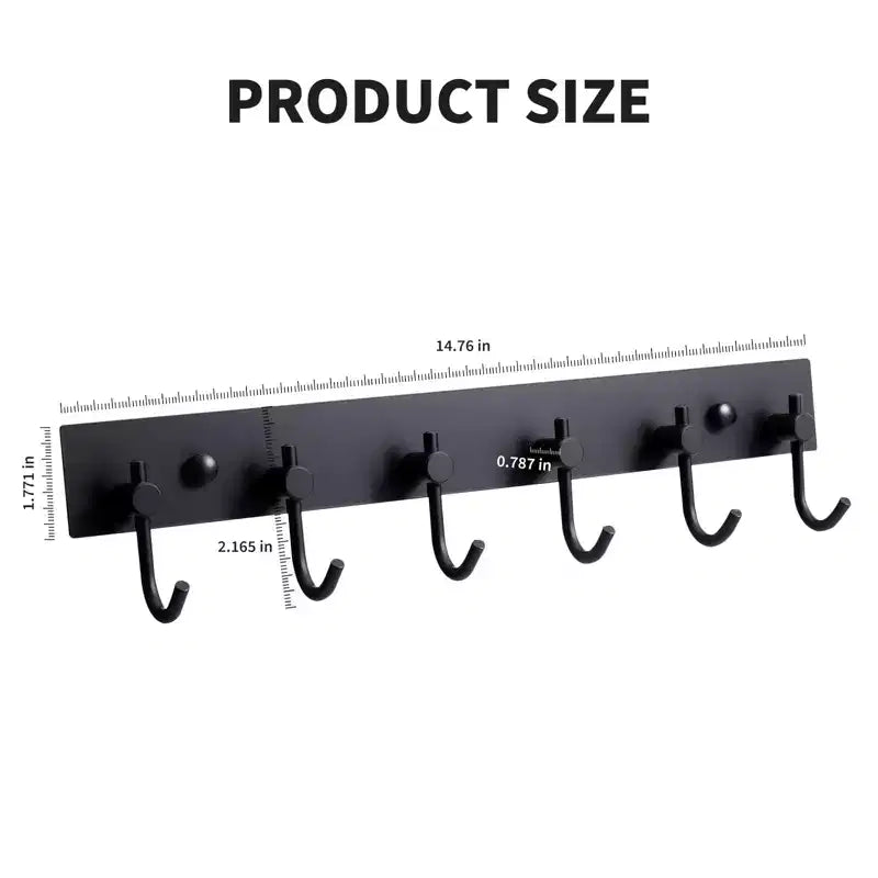 Porte-clés mural, 6 rangées, en acier inoxydable, avec adhésif, sans perçage, organiseur doré pour clés, manteaux, serviettes, chapeaux