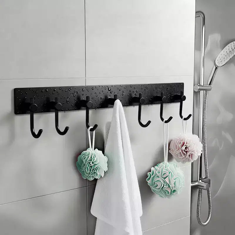Porte-clés mural, 6 rangées, en acier inoxydable, avec adhésif, sans perçage, organiseur doré pour clés, manteaux, serviettes, chapeaux