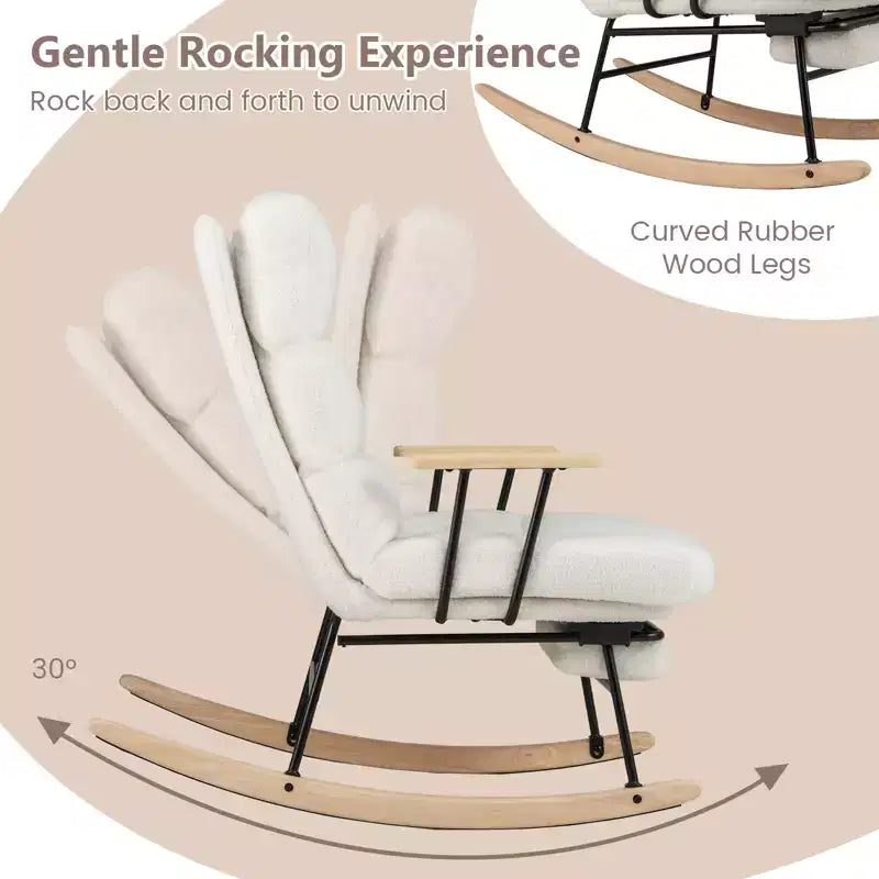 Costway Fauteuil à bascule de puériculture 1/2 PCS avec dossier réglable sur 5 niveaux et repose-pieds rétractable