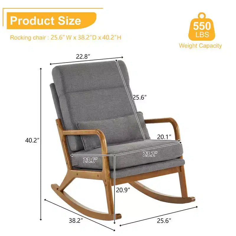 Fauteuil à bascule rembourré gris Karl Home