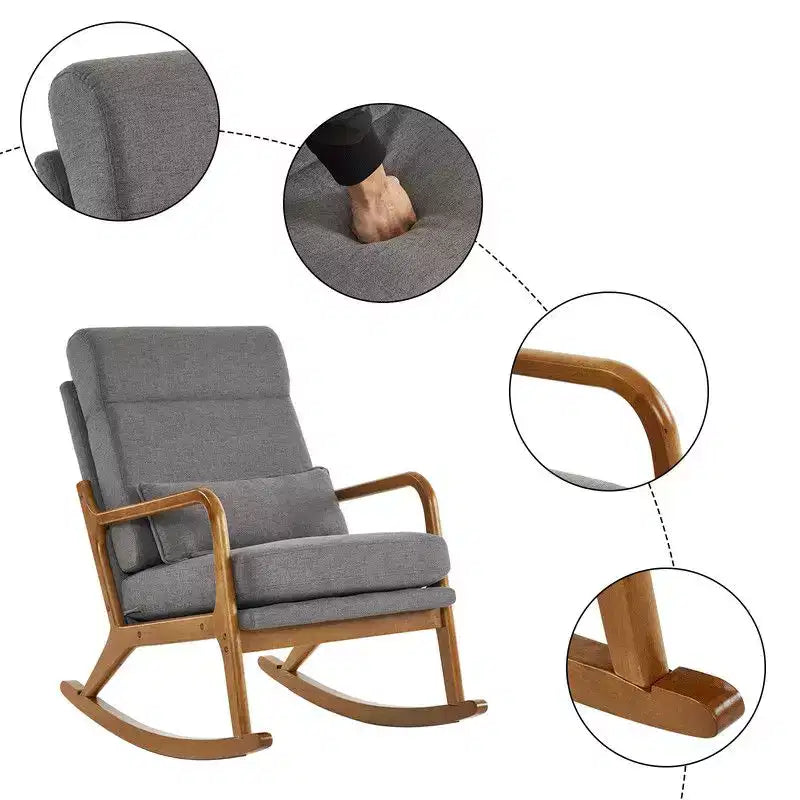 Fauteuil à bascule rembourré gris Karl Home