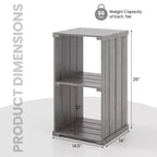 Costway 1/2 PCS Étagère de rangement 2 cubes en bois de Paulownia à lattes, organisateur cubique à dos ouvert, gris