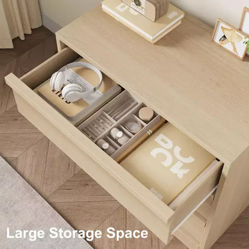 Meuble à 4 tiroirs avec poignées en bois en noyer, solution de rangement élégante pour l'organisation de la maison, 1094718 cm
