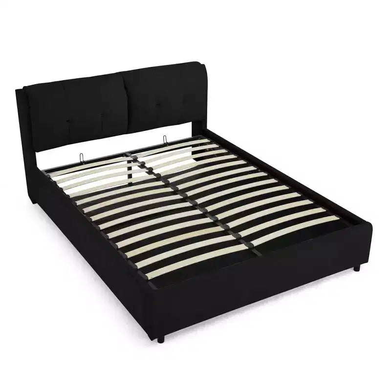 Cadre de lit plateforme de rangement ModernLuxe Queen/King, lit capitonné en chenille avec tête de lit moelleuse