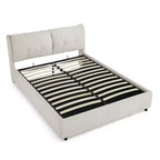 Cadre de lit plateforme de rangement ModernLuxe Queen/King, lit capitonné en chenille avec tête de lit moelleuse