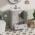 30 Inch Bathroom Vanity with Ceramic Sink, Freestanding Farmhouse Bathroom Cabinet with 2 Doors and 1 Drawer