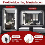 SUMERAIN Miroir de Salle de Bain Mural 48x30 avec 3 Couleurs, Miroir de Maquillage Intelligent LED Anti-Buée ETL avec Lumière