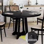 Table à manger ronde de 120 cm pour 4-6 personnes, table de cuisine en bois noir avec pied central et pieds réglables