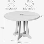Table à manger ronde de 120 cm pour 4-6 personnes, table de cuisine en bois noir avec pied central et pieds réglables