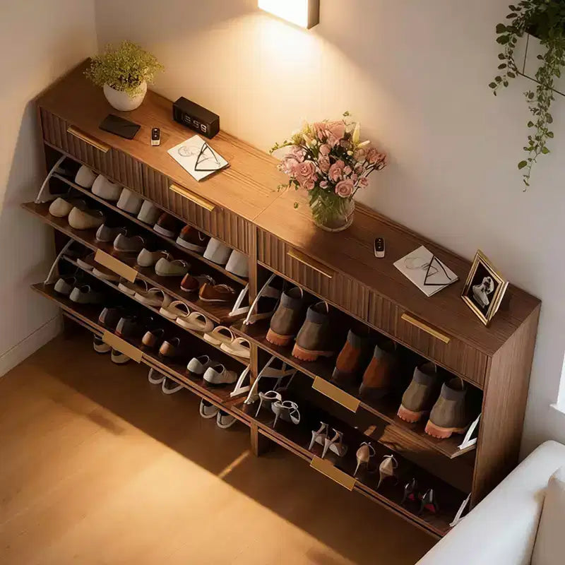 Meuble à chaussures Karl Home à 2 tiroirs et 2 tiroirs basculants à lattes