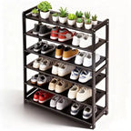 Karl Home Étagère à chaussures 6 niveaux en bambou, couleur café, 68 cm de large