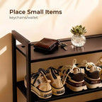 Karl Home Étagère à chaussures 6 niveaux en bambou, couleur café, 68 cm de large