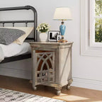 Table de chevet fonctionnelle et élégante en bois gris antique pour chambre à coucher ou salon