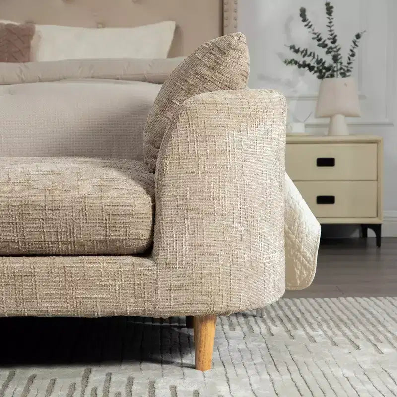 Banc rembourré, bout de lit rembourré en chenille, chaise longue, banc d'entrée minimaliste, repose-pieds avec coussin moelleux et oreiller - ModernLuxe