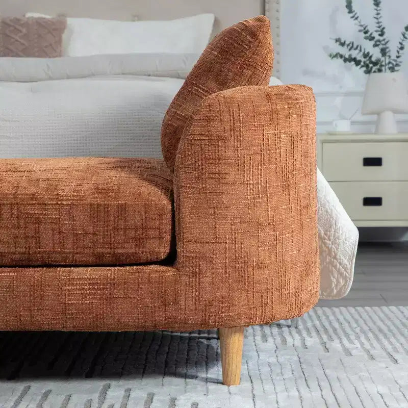 Banc rembourré, bout de lit rembourré en chenille, chaise longue, banc d'entrée minimaliste, repose-pieds avec coussin moelleux et oreiller - ModernLuxe