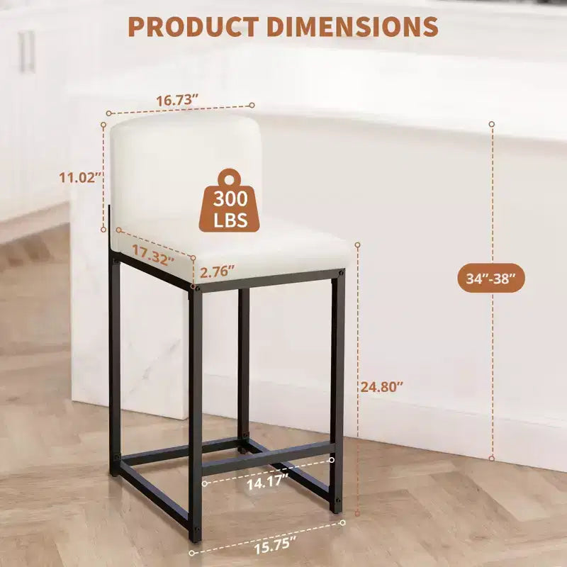 Tabourets de bar hauteur comptoir, lot de 2, chaises de bar intérieures en similicuir, style moderne du milieu du siècle, nettoyage facile