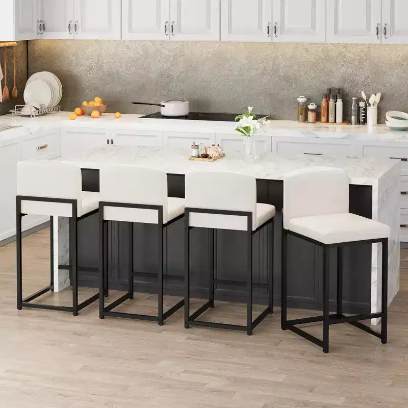 Tabourets de bar hauteur comptoir, lot de 2, chaises de bar intérieures en similicuir, style moderne du milieu du siècle, nettoyage facile
