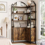 Étagère d'angle à 6 niveaux 188 cm (74 po) Bibliothèque en L avec portes de rangement pour salon et bureau à domicile