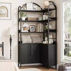 Étagère d'angle à 6 niveaux 188 cm (74 po) Bibliothèque en L avec portes de rangement pour salon et bureau à domicile