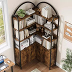 Étagère d'angle à 6 niveaux 188 cm (74 po) Bibliothèque en L avec portes de rangement pour salon et bureau à domicile