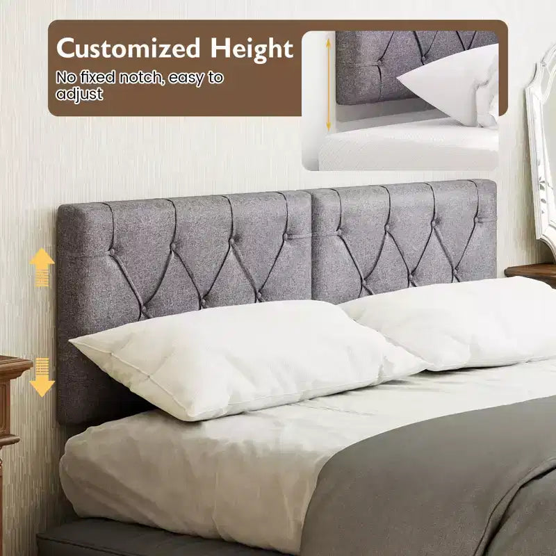 Tête de lit rembourrée Costway pour lit jumeau avec revêtement en tissu réglable en hauteur
