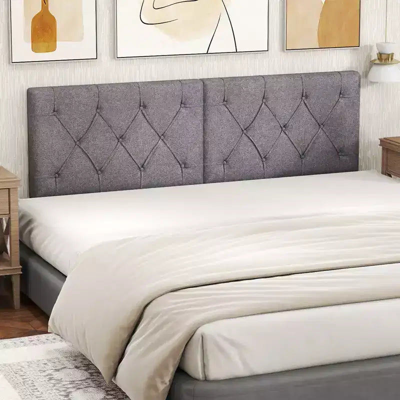Tête de lit rembourrée Costway pour lit jumeau avec revêtement en tissu réglable en hauteur