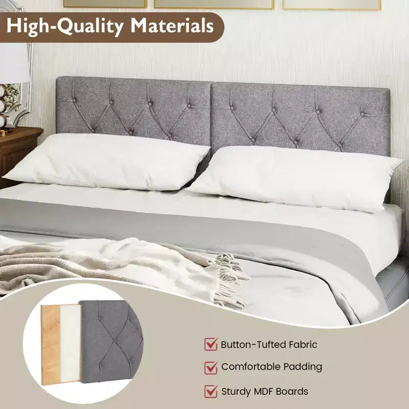 Tête de lit rembourrée Costway pour lit jumeau avec revêtement en tissu réglable en hauteur
