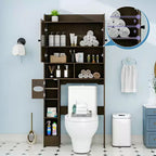 Meuble de rangement Dyonery au-dessus des toilettes avec portes de grange, organisateur de salle de bain peu encombrant de style ferme avec porte-papier toilette et étagère réglable