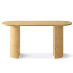 Console d'entrée ovale moderne de 60" avec grain de bois de loupe et pieds demi-cercle, table de canapé pour foyer, couloir ou salon-Panipeachy