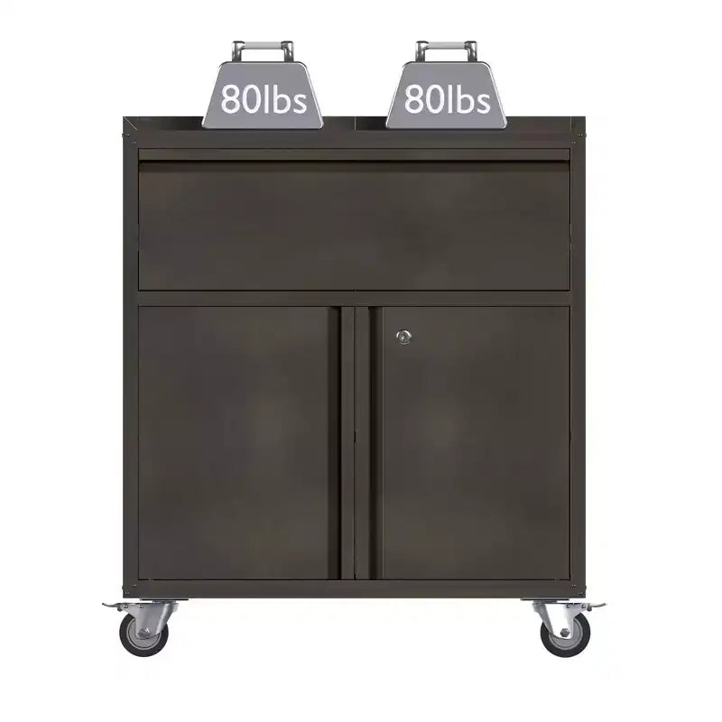 AOBABO Armoire de rangement à dossiers en acier verrouillable avec étagères réglables et roulettes pour l'organisation à la maison, à l'école, au bureau et dans le garage, Noir