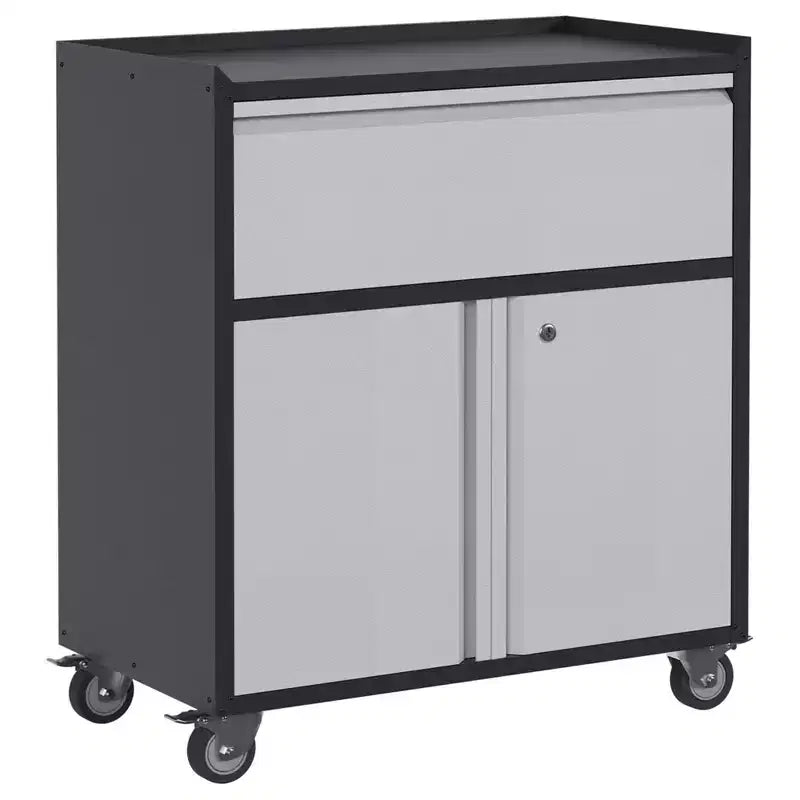 AOBABO Armoire de rangement à dossiers en acier verrouillable avec étagères réglables et roulettes pour l'organisation à la maison, à l'école, au bureau et dans le garage, Noir