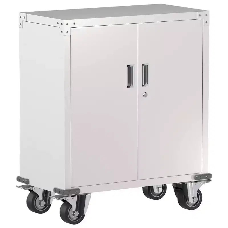 AOBABO Armoire de rangement à dossiers en acier verrouillable avec étagères réglables et roulettes pour l'organisation à la maison, à l'école, au bureau et dans le garage, Noir