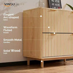 Karl Home2 Meuble de classement en bois cannelé à 2 tiroirs, design à tiroirs larges