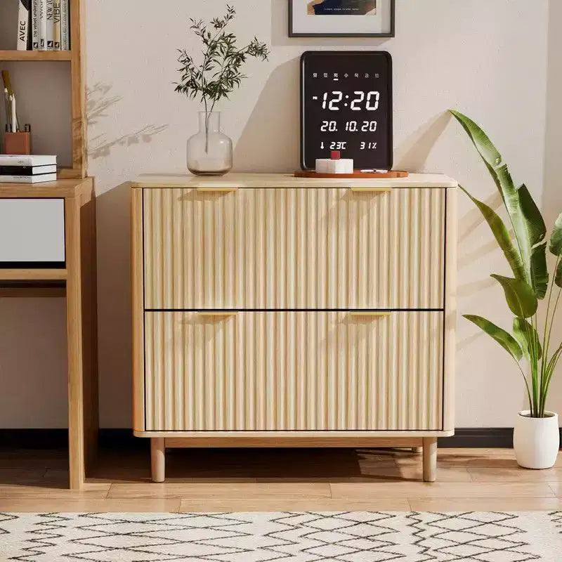 Karl Home2 Meuble de classement en bois cannelé à 2 tiroirs, design à tiroirs larges