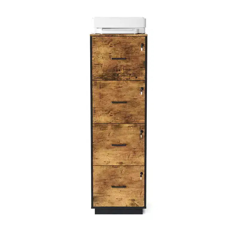 Meuble de classement en bois Karl Home 15 pouces avec 4 tiroirs en relief
