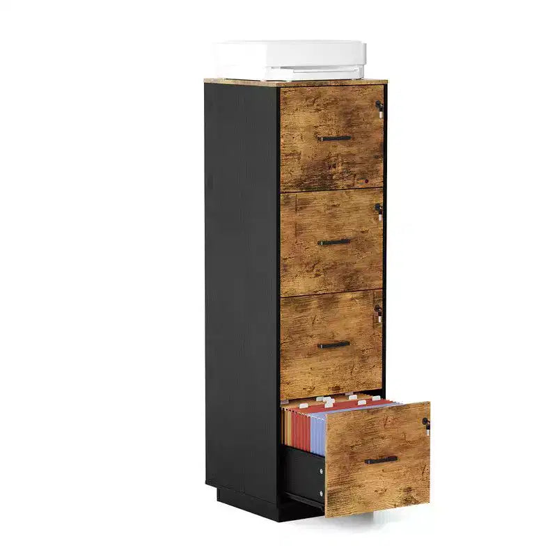 Meuble de classement en bois Karl Home 15 pouces avec 4 tiroirs en relief